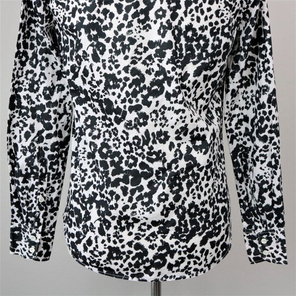 J. Crew Black White Snowcat Boy Shirt Button Up Long Sleeve Women’s Size 0 - Picture 12 of 16